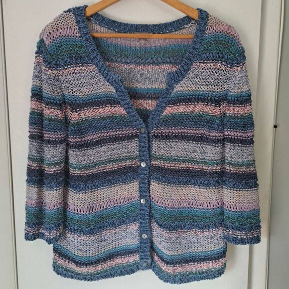 J. Jill Sweaters - J Jill Multicolor Chunky Knit Cardigan 3/4 Sleeve Medium Sweater